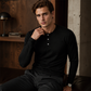 Camicia casual da uomo a maniche lunghe con collo Henley