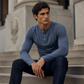 Camicia casual da uomo a maniche lunghe con collo Henley