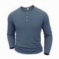 Camicia casual da uomo a maniche lunghe con collo Henley