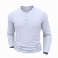 Camicia casual da uomo a maniche lunghe con collo Henley