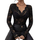 🌸✨Top da donna sexy in pizzo floreale con scollo a V