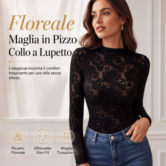 🌸✨ Camicia da donna elegante in pizzo a maniche lunghe