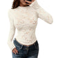 Camicia da donna elegante in pizzo a maniche lunghe