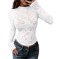 Camicia da donna elegante in pizzo a maniche lunghe