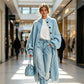 Cappotto lungo da donna in maglia grossa
