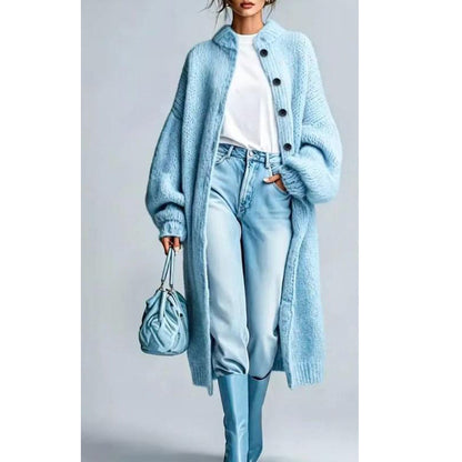 Cappotto lungo da donna in maglia grossa