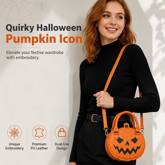 🎃🧡 Graziosa borsa a mano a forma di zucca di Halloween