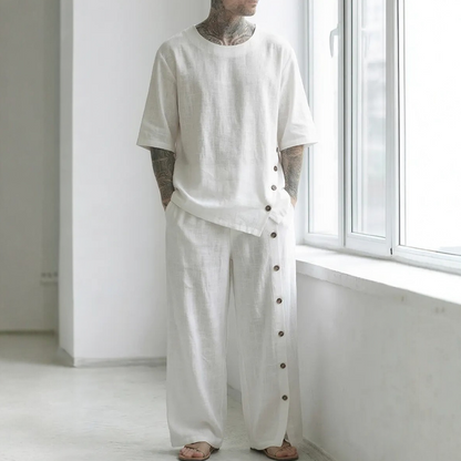 Set da 2 pezzi camicia casual e pantaloni da uomo