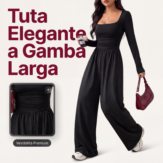 ✨Tuta casual da donna con scollo quadrato e pantaloni a gamba larga