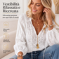 Top da donna in pizzo con maniche lunghe e scollo a V
