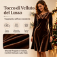Abito midi in velluto da donna con scollo a V incrociato
