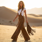 🔥SCONTO DEL 50%! 👚Salopette in pelle scamosciata con frange stile western retrò