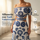 Abito da resort da donna con spalle scoperte, vita con cut-out e stampa di margherite