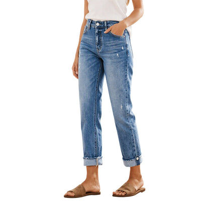 🔥SCONTO DEL 50%! 👖Jeans strappati casual a gamba dritta da donna