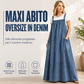 🔥SCONTO DEL 50%! 👗Abito lungo in denim oversize casual con bretelle da donna