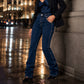 Jeans bootcut da donna retrò ad alta elasticità