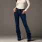 Jeans bootcut da donna retrò ad alta elasticità