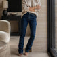 Jeans bootcut da donna retrò ad alta elasticità