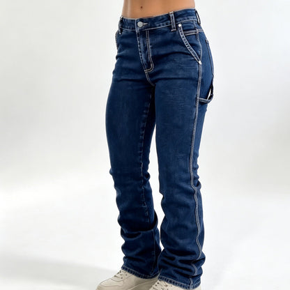 Jeans bootcut da donna retrò ad alta elasticità