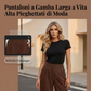 👖 Pantaloni a gamba larga con pieghe e vita alta da donna