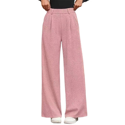 👖 Pantaloni a gamba larga con pieghe e vita alta da donna
