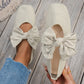 🎀 ✨ Scarpe piatte da donna con punta quadrata, tessuto a maglia e fiocco
