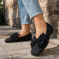 🎀 ✨ Scarpe piatte da donna con punta quadrata, tessuto a maglia e fiocco