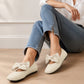 🎀 ✨ Scarpe piatte da donna con punta quadrata, tessuto a maglia e fiocco
