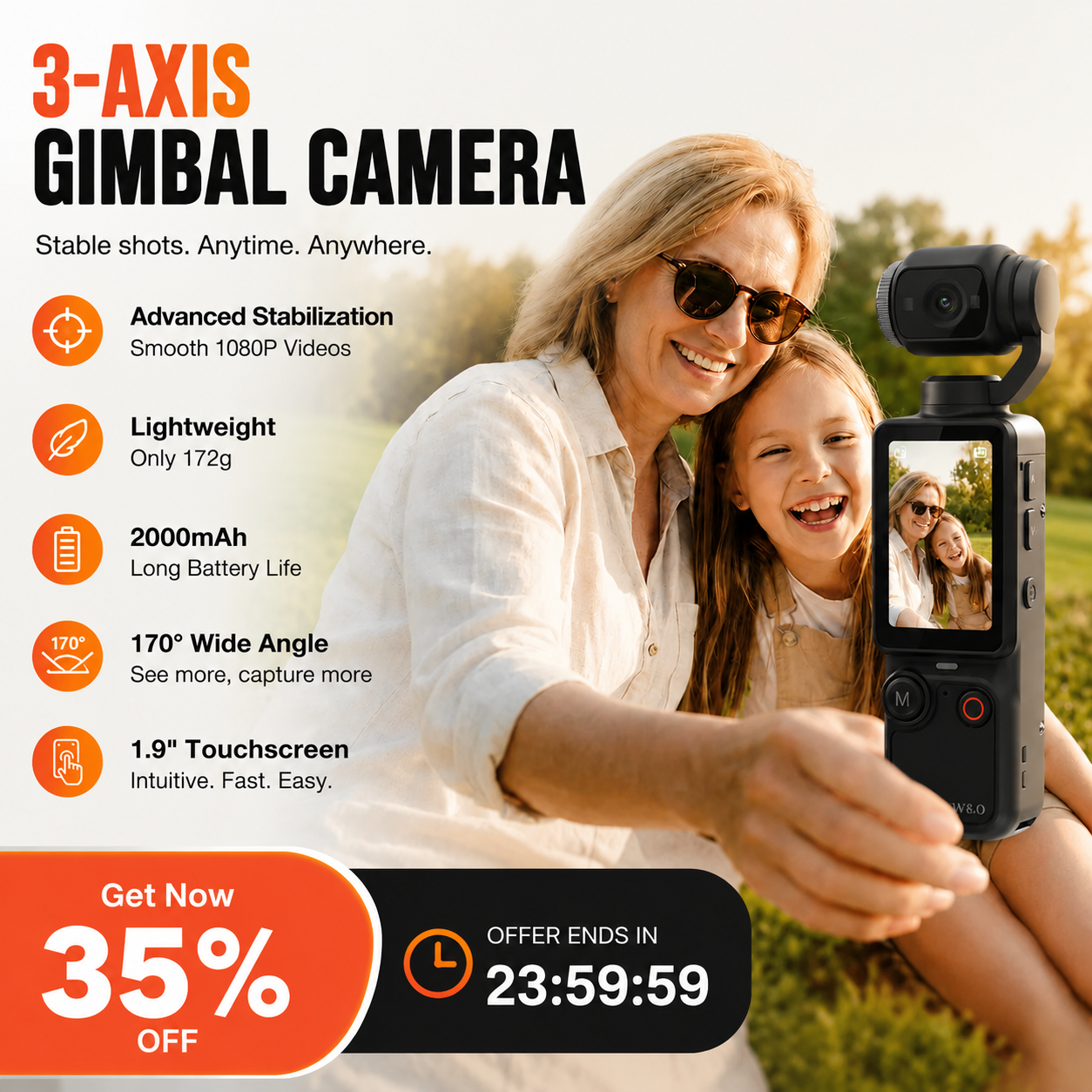 🔥 50% RABATT + 🚚 FRI FRAKT 📸✨ Skapa minnen som ser fantastiska ut direkt från kameran – kompakt design, vikbar skärm & perfekta selfies 💖