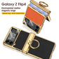 📱✨Telefonfodral med magnetiskt gångjärn i galvaniserat läder för Samsung Galaxy Z Flip4 Flip3 5G