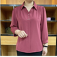 🔥🔥【XL-4XL】 2024 ny stil enfärgad chiffongskjorta i lapel👚