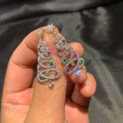 ✨Fashion-örhängen med glittrande stjärna och pentagram med zirkonia som julgran🎄
