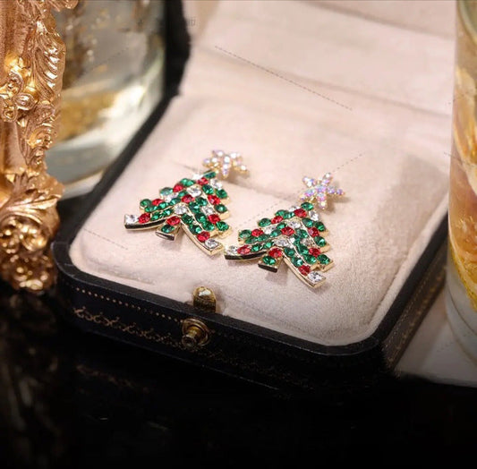 ✨Fashion-örhängen med glittrande stjärna och pentagram med zirkonia som julgran🎄